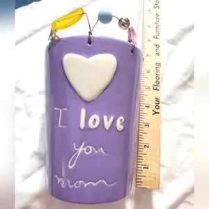 : Sandra Magsamen Large lilac & White Heart I love you mom Vase